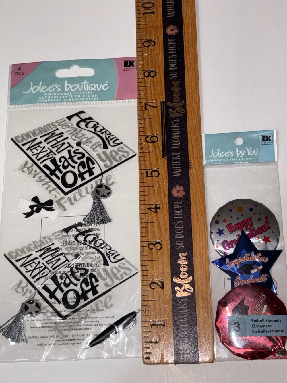 Jolee's Black Graduation Caps With Scrapbooking Stickers Graduation Balloons
